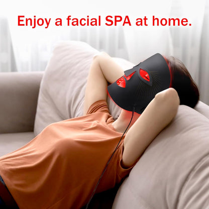 Red Light Therapy for Face, Red Light Therapy Mask, 7 Colors LED Facial Mask for Wrinkle Remove & anti Aging, Skin Care Home Use, Black (Upgraded Version)